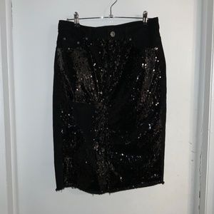 Ashley Stewart Distressed Sequins Skirt